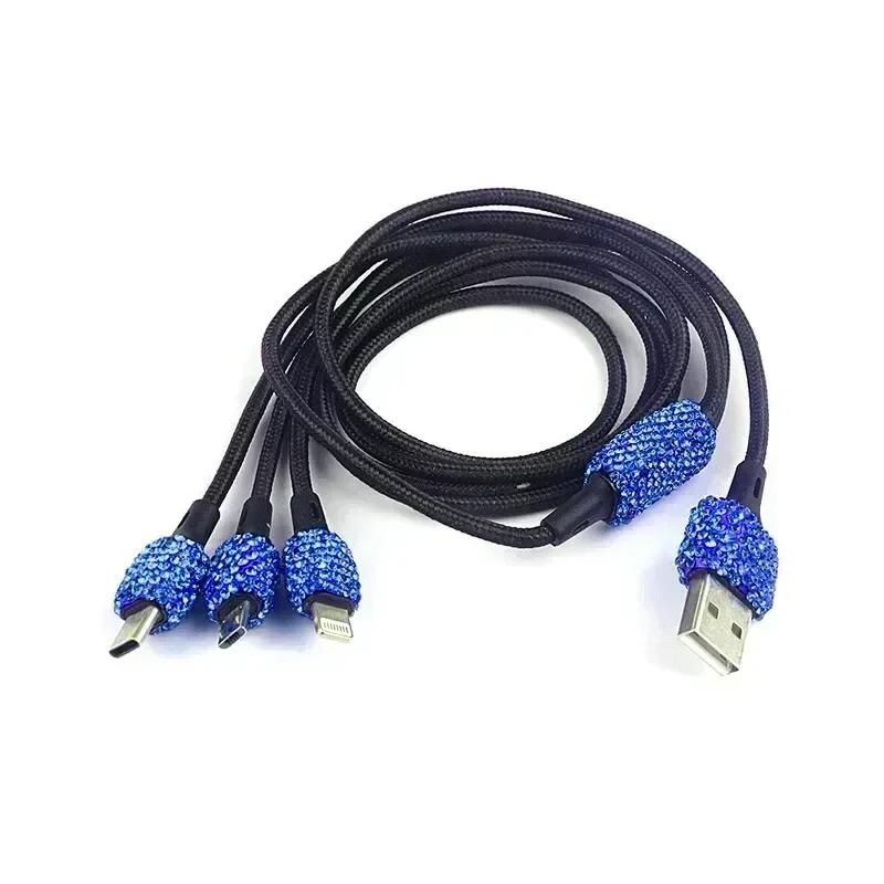 Dual USB Car Charger Bling Bling Handmade Rhinestones Crystal Decorations for Fast Charging Car Decors for IPhoneSamsung Amagi