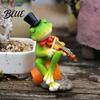 Small Outdoor Garden Decor Micro Landscape Ornament Mini Frog Violin Playing Statue