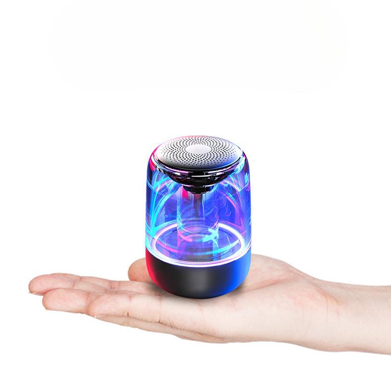 Wireless Bluetooth 5.0 Speakers Transparent Design Breathing LED Light TWS Bluetooth Speaker TF Card AUX Audio Input