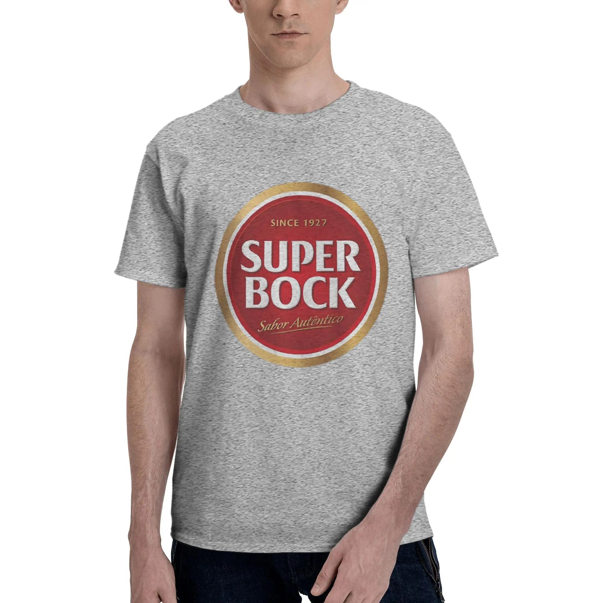 Super bock Seit 1927 Herren T-Shirt Übergroße T-Shirts Herren Rundhals Baumwolle T-Shirts Kurz Sommer Männlich M gray