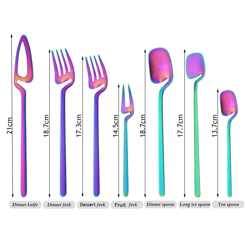 1810 Colorful Stainless Matte Steel Cutlery Dinnerware Set Knife Fruit Forks Spoons Dinner Set Kitchen Silverware Tableware Set
