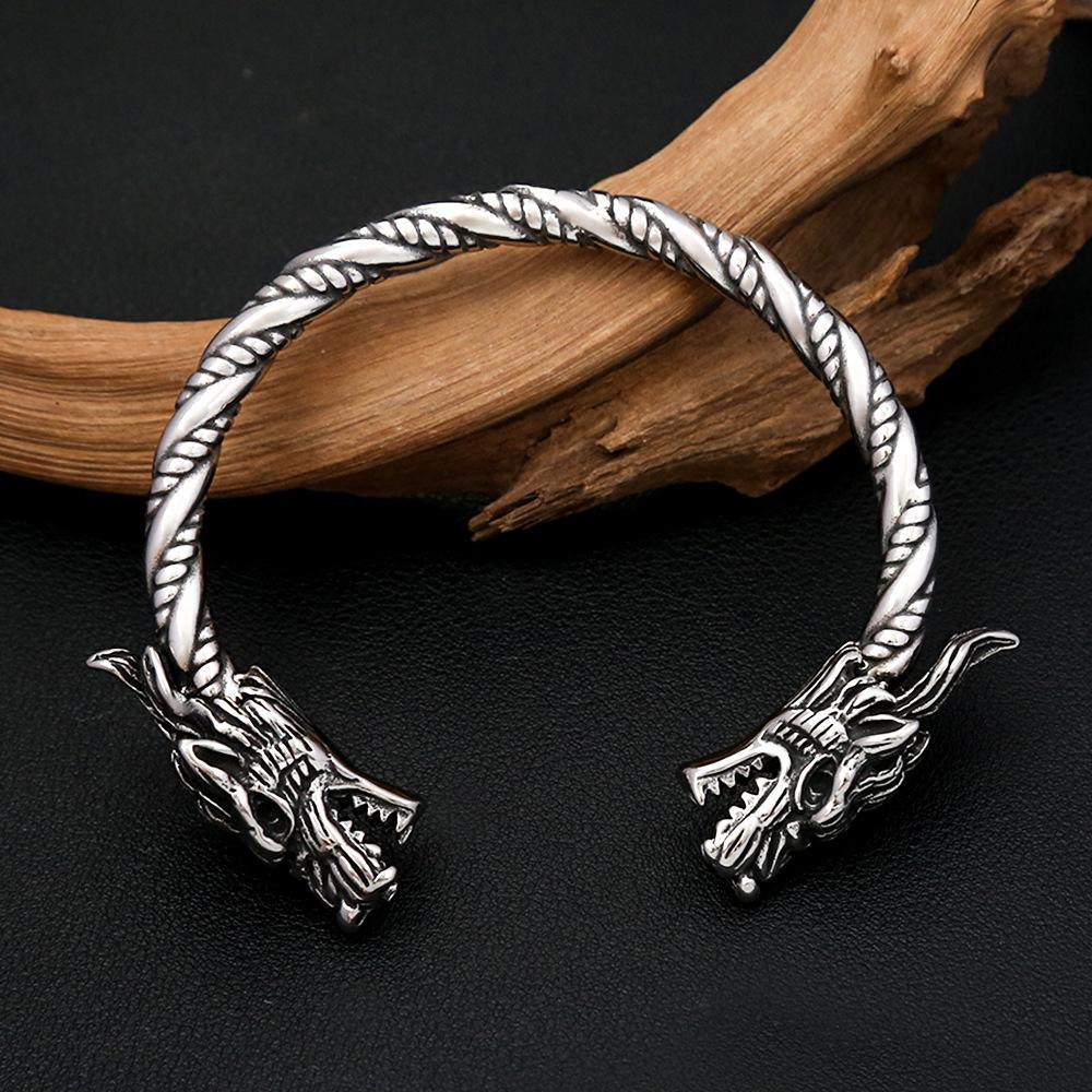 Viking Style Clasp Dragon Head Bracelet  Jewelry Gifts for Men Holiday Birthday Gifts Cool Norse Viking Accessories Cool  Gifts