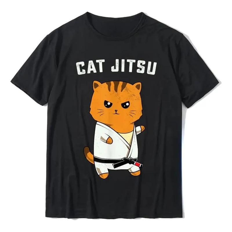 Bonita Camiseta Kawaii Jiu Jitsu Con Forma De Gato, Divertid S