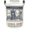 1pc Laundry Basket, London Bookstore Sketch Pattern Dirty Clothes Hamper, Casual Vintage Style Storage Bin with Handle, Foldable Large Capacity Organi