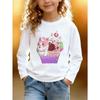 European Sizes Kids' Long Sleeve Top, Fashionable Round Neck Sweatshirt with Cute Cartoon Cat Print, Adorable Top for Daily Casual Wear
