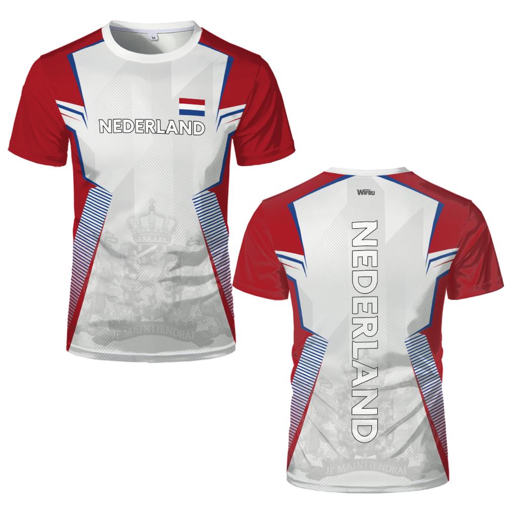 Netherlands Flag 3D Print T-shirts Men Women Nederland Emblem Graphic Tee Men's Casual Streetwear Breathable Football Jersey