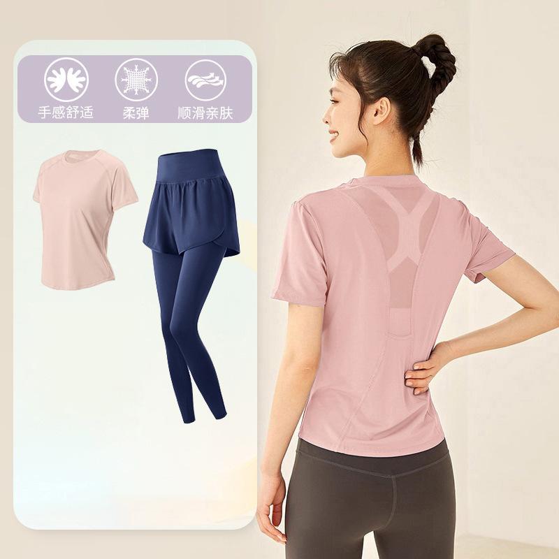 Tennis suit women's short-sleeved training clothes outdoor running quick-drying clothes thin badminton T-shirt fitness clothes