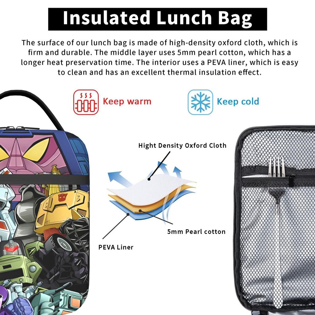 Godzillaed 3D Patterned Lunch Box  Open-air Picnic Lunch Box For All Graphic Thermal Tote Handbags Oxford Lightweight Cooler Carrier