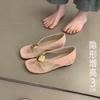 4cm Inner Height Increase Toe Sandals Women's Shoes New with Skirt Square Head Shoes