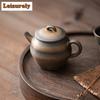 160ml Retro Coarse Pottery Teapot Ancient Gilded Iron Glazed Pot Chinese Tea Maker Filter Kettle Rock Tea Cafes Accessories Gift