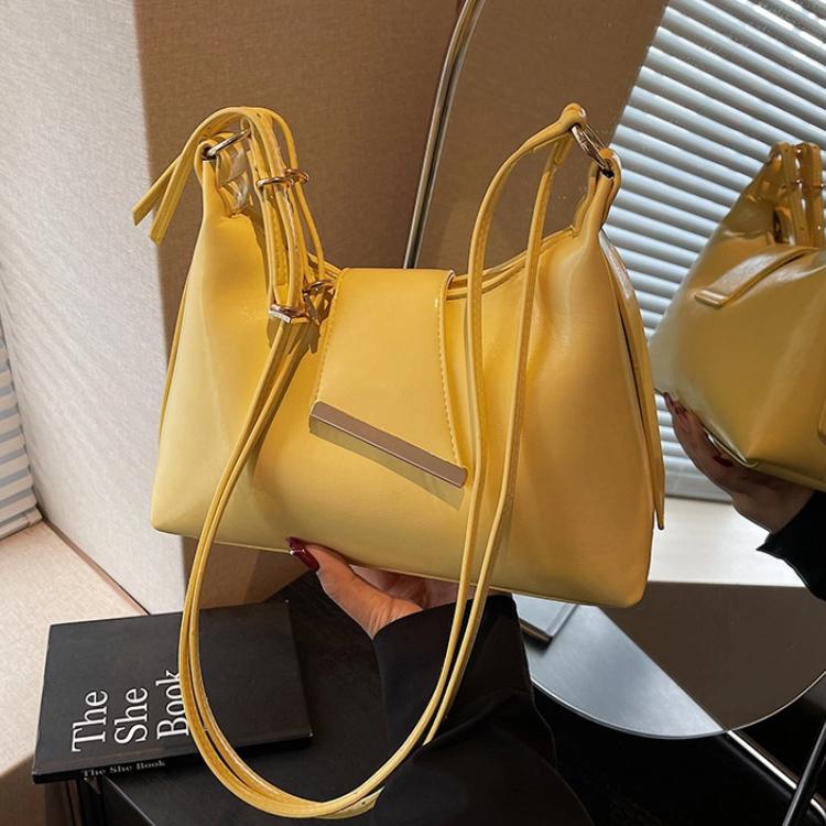 Women Summer Glossy PU Delicate Crossbody Bag High Grade Buckle Zipper One Shoulder Bags Versatile Commute Underarm Packs
