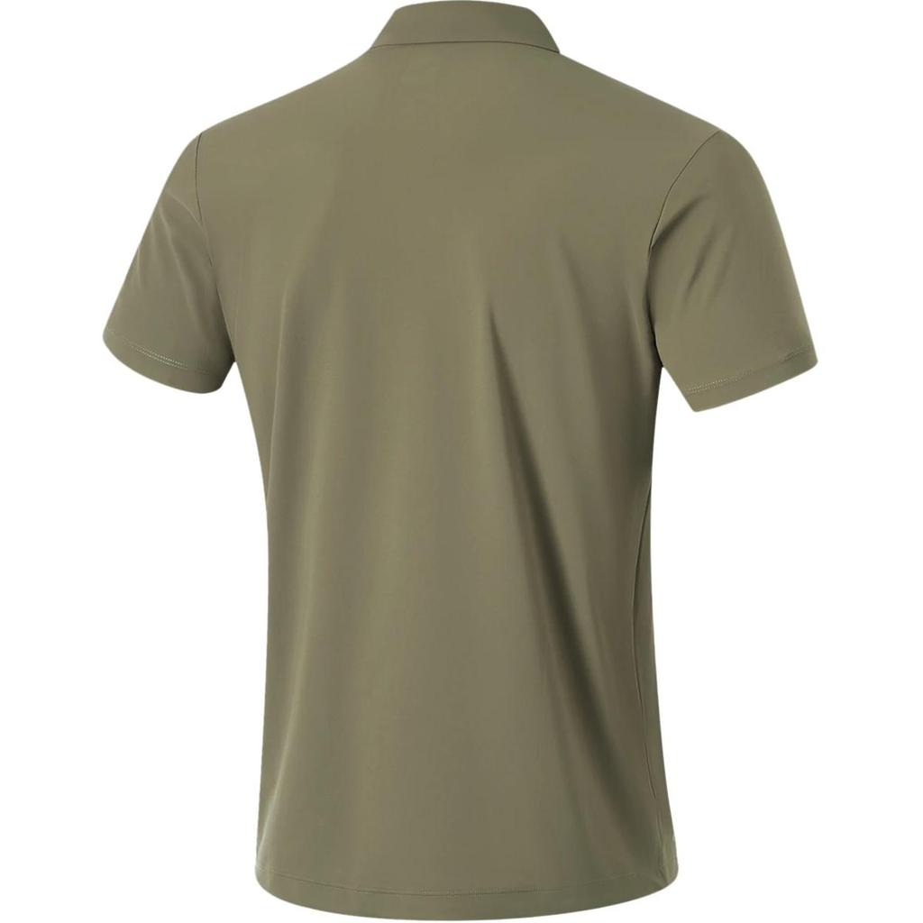 Li Ning Fitness Series Solid Color Logo Comfortable Breathable Short Sleeve Polo Shirt Men Polo Shirts Military-Green APLU121-4