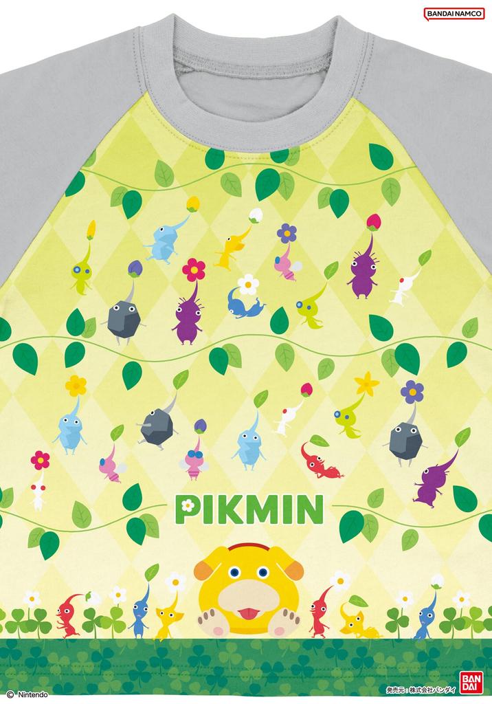 Kaitak Family Pikmin Kids' Light-Up Pajamas with Rings, Short Sleeves, and Shorts, Summer, Sizes 120cm, 130cm, and 140cm (140cm, Gray)