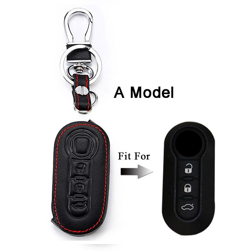 Leather Car Key Case Cover For Fiat Panda Stilo Punto Doblo Grande ducato 500x accessories Ducato palio grande egea freemont