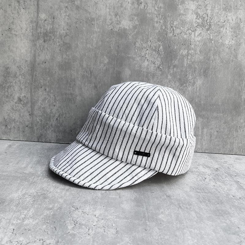 Internet Celebrity Literary Retro Striped Newsboy Hat Female Spring And Summer Breathable Thin Face Small Can Be Turned Along Duck Tongue Equestrian