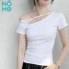 NOMe Ribbed Asymmetric Off-Shoulder T-shirt