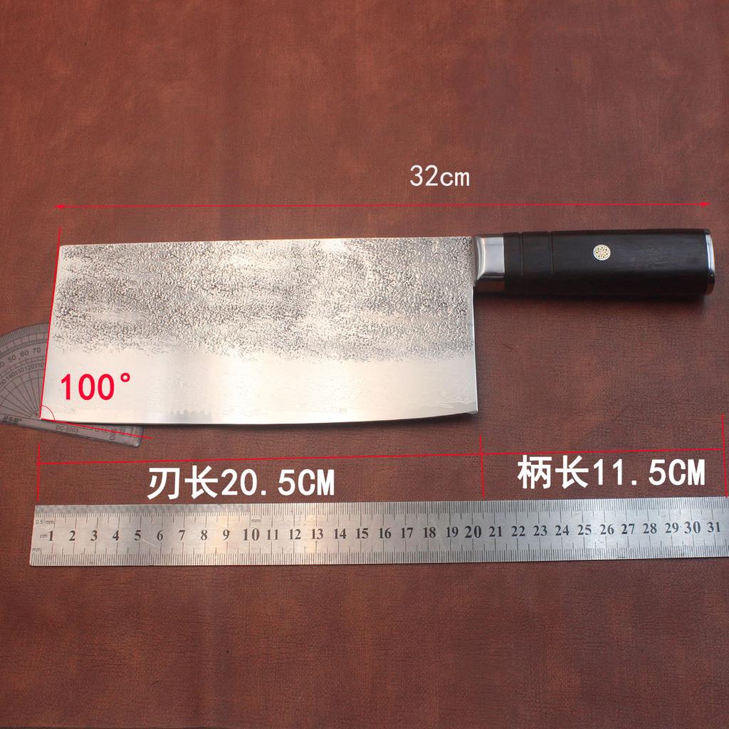 8 Inch Handmade Damascus Knife Forged Damascus Steel Blade Ebony Handle Chef Cleaver Meat Slicing Vegetables Kitchen Knives