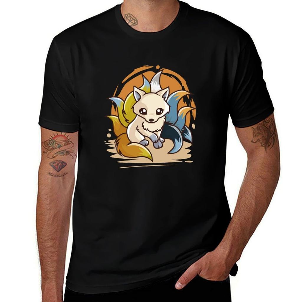 Aroace Cute Kitsune TShirt Plus Size Basic Short Sleeve Top