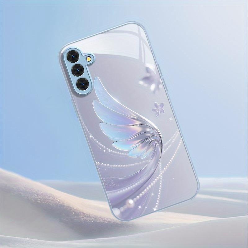 Gradient Angel Wings Electroplating glass phone case for Samsung Galaxy S26 S25 S24 S23 S22 S20 FE Ultra Plus anti drop Cover
