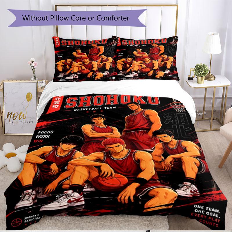3pcs Duvet Cover Set (1*Duvet Cover + 2*Pillowcase, Without Core), SLAM DUNK Print Soft All‑Season Bedding Set, Home Bedroom Decor Gift