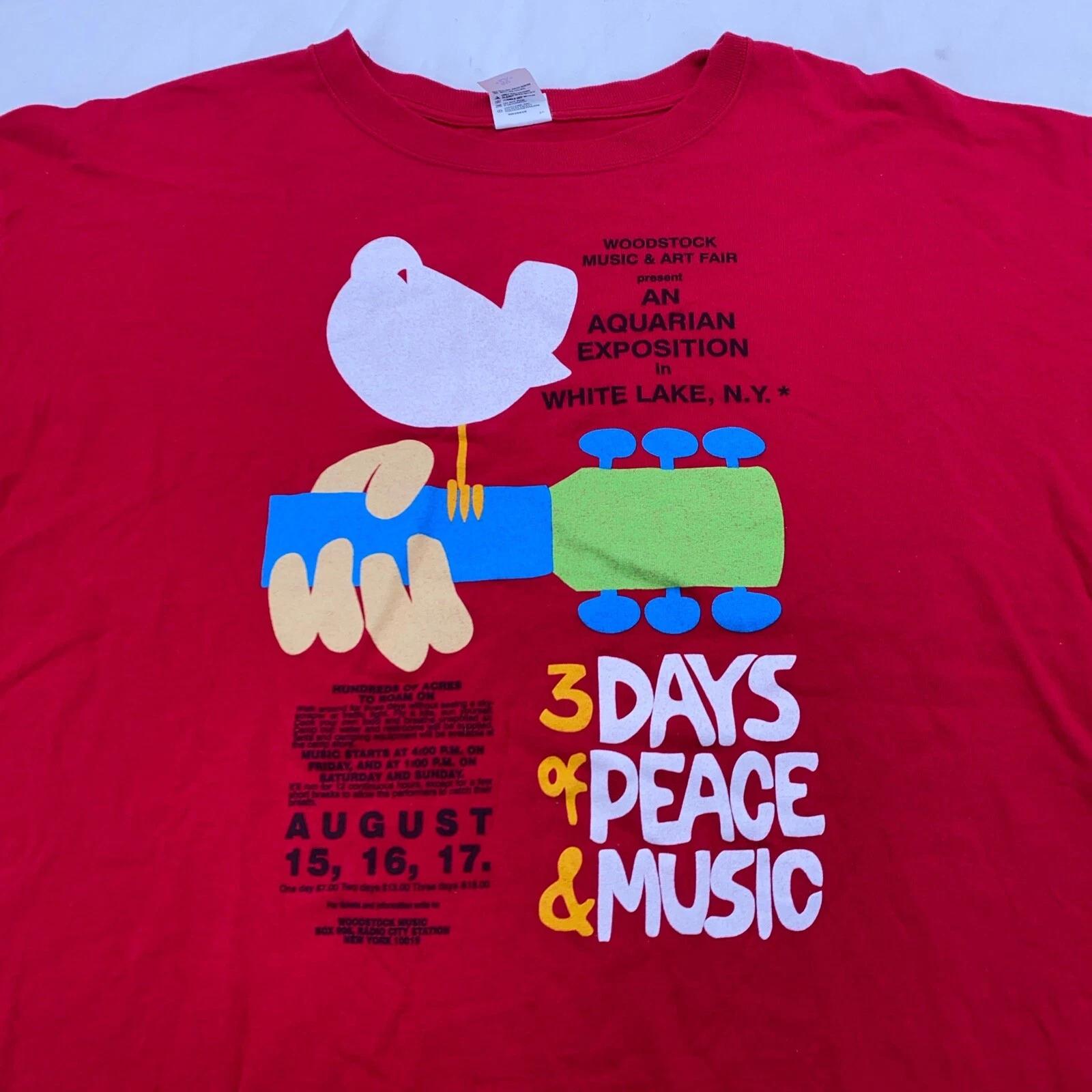 

vtg WOODSTOCK FESTIVAL 3 DAYS PEACE & MUSIC T-Shirt 2XL rock concert L