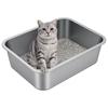 High-Sided Stainless Steel For Cats' Litter Box, Non-Stick Surface, Easy To Clean, Suitable For Multi-Cat Home Environments