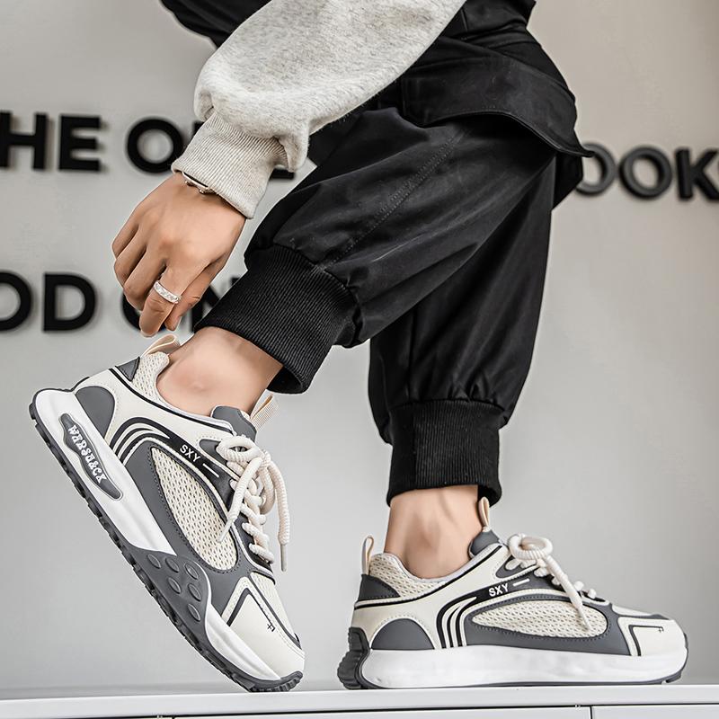 New Autumn Fashion Trend Thick Soled Casual Shoes for Men's Versatile Mesh Breathable Comfortable Low Top Platform Sneakers