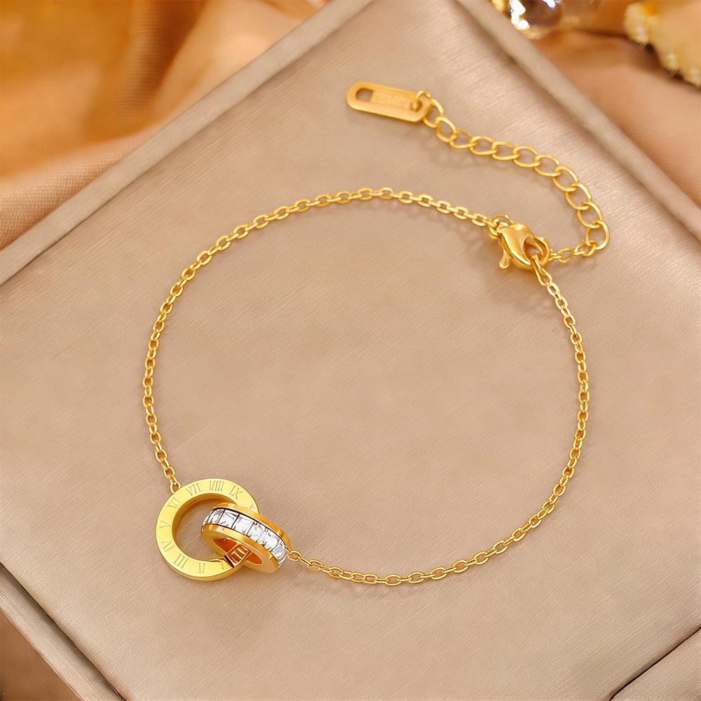 Korean Fashion Titanium Steel Diamond Inlaid Women's Luxury Bracelet