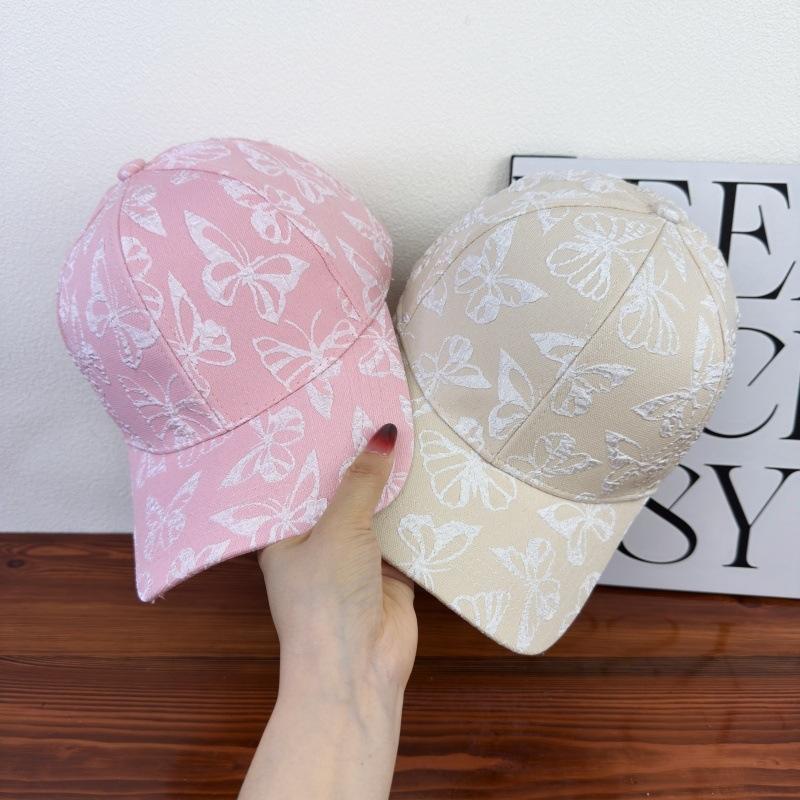 New Spring/Summer Embroidery Baseball Cap WomePink Sweet Style Hat, Korean Caps