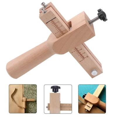 Coupe-sangle en bois et cuir, outil de coupe précis avec 5 lames tranchantes pour l'artisanat du cuir, travail de bricolage fait à la main