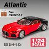 1/24 Scale Bugatti Atlantic Supercar Diecast Car Model Toy, Pull Back Toy Vehicle with Sound and Light for Kids Toddler Boys Girls Gift Collection