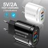 Smart USB Travel Charger 3-Port 2A for US/EU