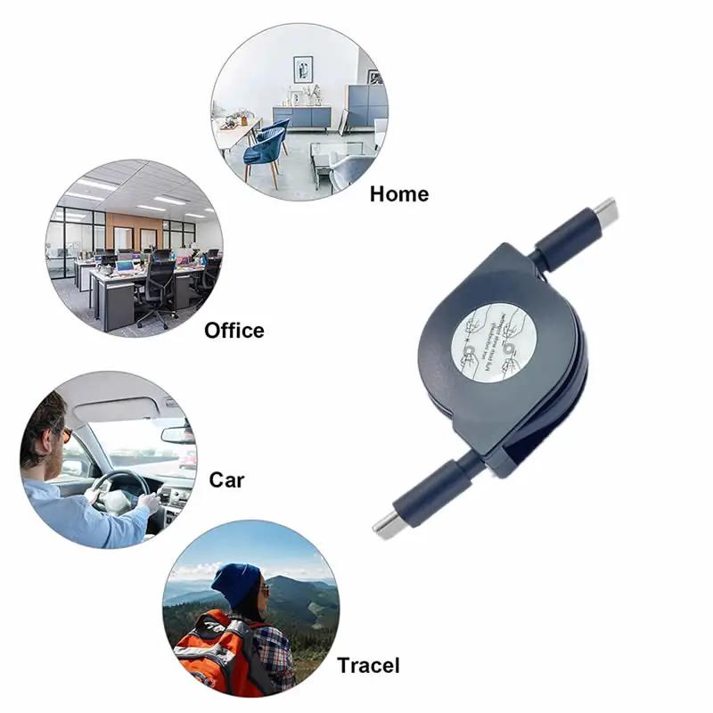PD 60W USB C Retractable Fast Charging Cable for Macbook Type C Mobile Phone Switch Tablets and More Devices