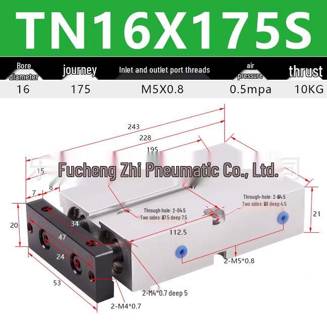 Double Shaft Pneumatic Cylinder with Dual Piston Rods TN10-40