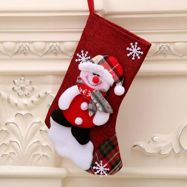 New Christmas Gift Stockings Santa Elk Fabric Gift Socks Christmas Lovely Bag for Children Fireplace Tree Christmas Decoration