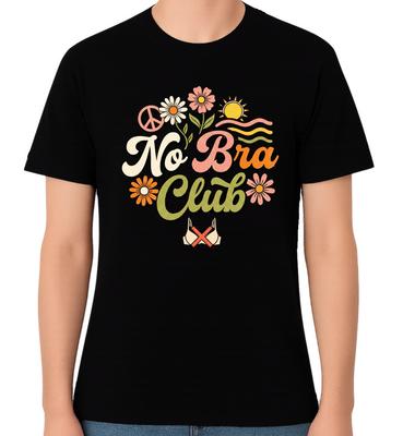 No Bra Club Retro Floral Feminist Unisex Graphic T-Shirt Free Spirit Boobs Tee