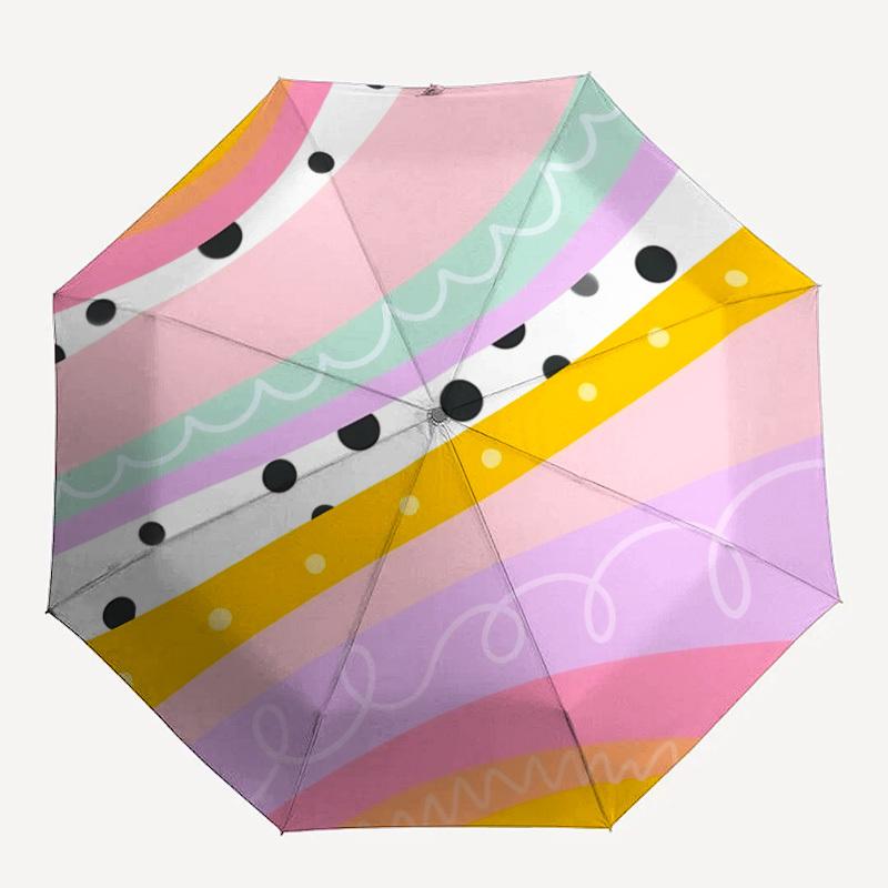 

1pc Pastel Stripes Automatic Folding Umbrella, Portable & Foldable Design with 8 Ribs, Casual Outdoor Accessory yy250729065