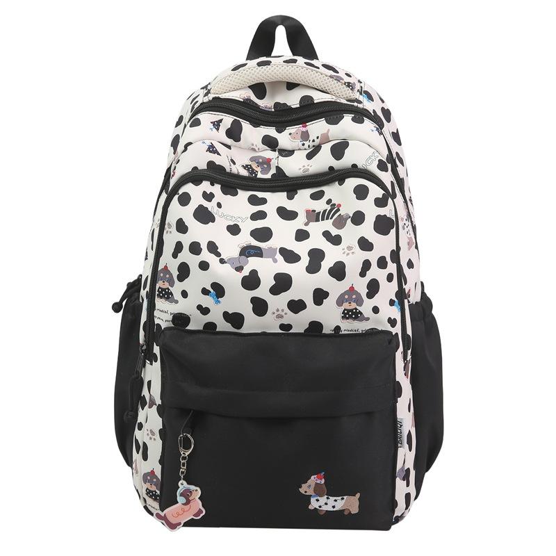 Schoolbag College Wind Junior High School Student Dachshund Dog Backpack Outdoor Travel Girl Backpack Contrasting Color Versatile Travel Bag