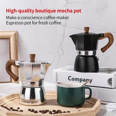 150/300ml Coffee Kettle Household Italian Octagonal Moka Coffee Tea Pot Office Home Travel Outdoor Camping Tableware Equipment.