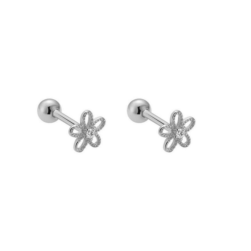 

WANTME 925 Silver Fashion Simple Golden Flower Beads Small Stud Earrings for Women Teen Piercing Jewelry Accessories