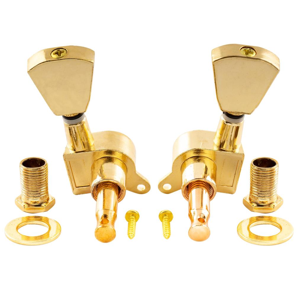 Musiclily Basic Guitar Tuners for Button Button L3+R3 LP/SG Electric/Acoustic Guitars, Half-Moon Gold, Gold/Keystone