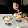 BRStainless Steel High-legged Dessert Cup Dessert Tray Silver Ice Cream Bowl Pudding Bowl Tableware Fruit Tray Kitchen ContainerEY