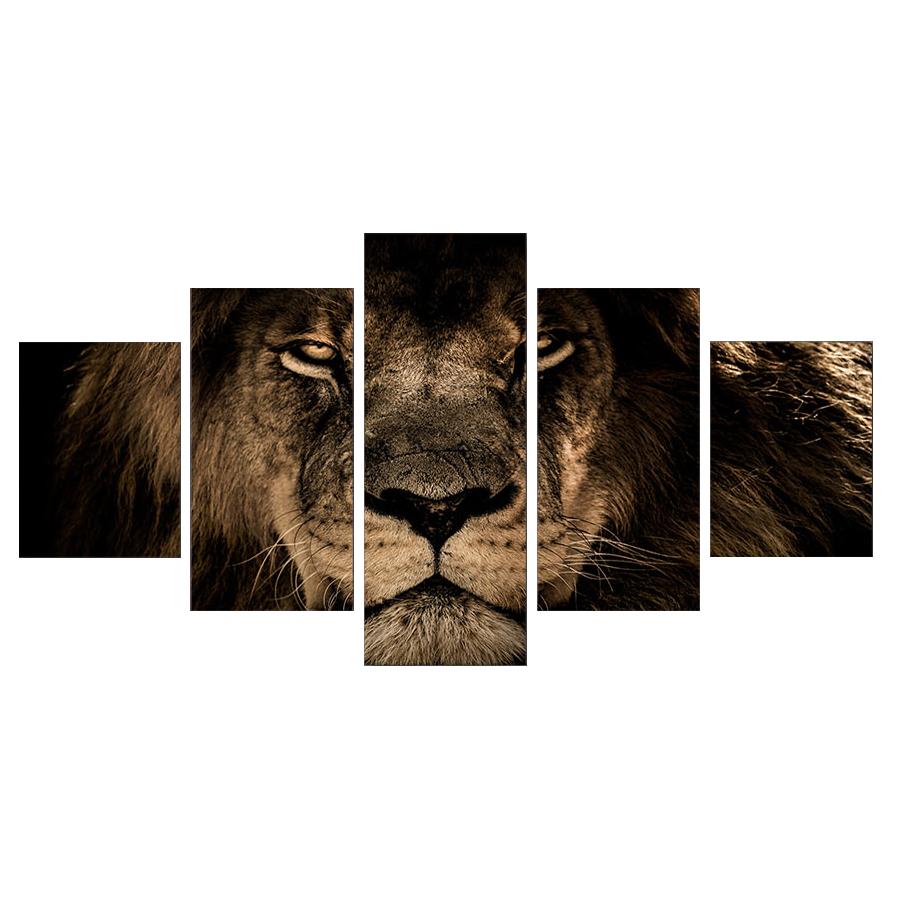 

Модульные картины 5 панелей Король Лев Животное Настенное искусство Картина на холсте Картина Домашнее украшение Для гостиной Печать картин Medium Size Unframed Canvas
