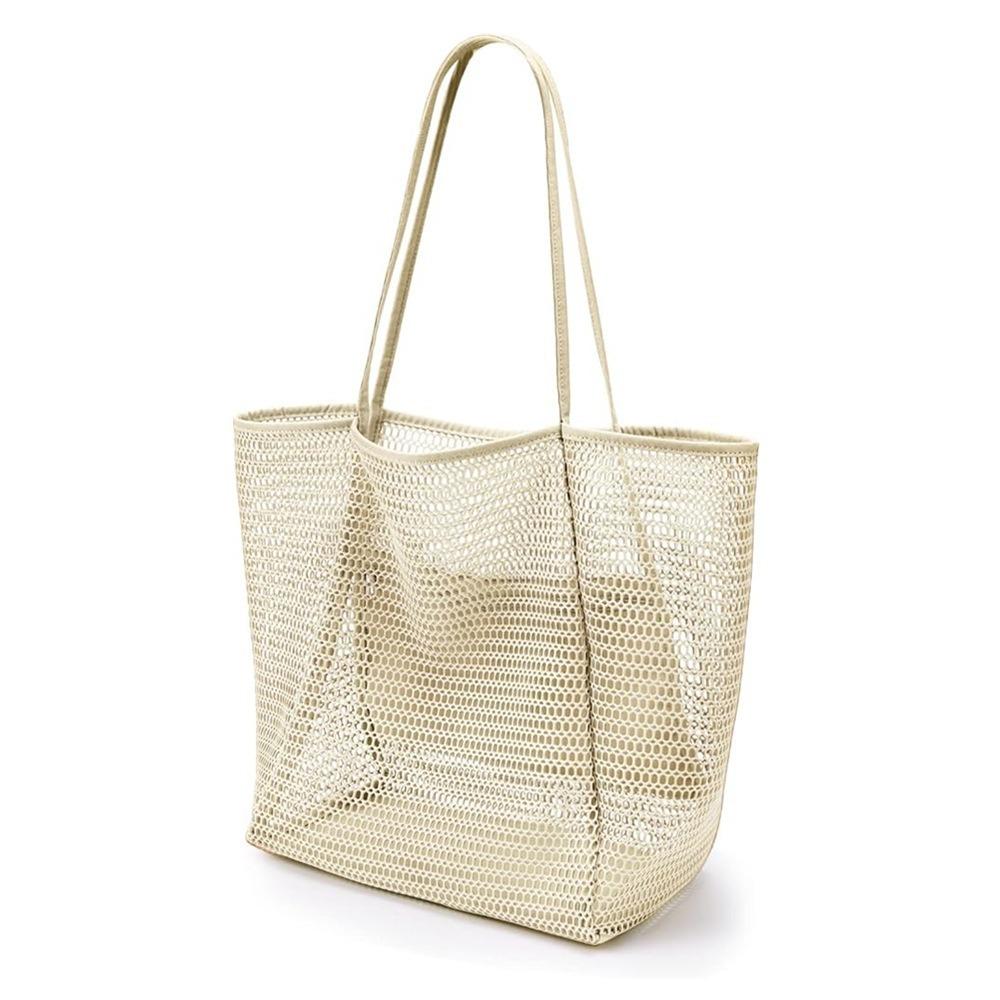 Large Foldable Mesh Beach Shoulder Bag for Outdoor Summer Travel