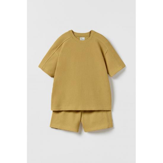 Waffelstrukturierter Shorts-Kinderanzug