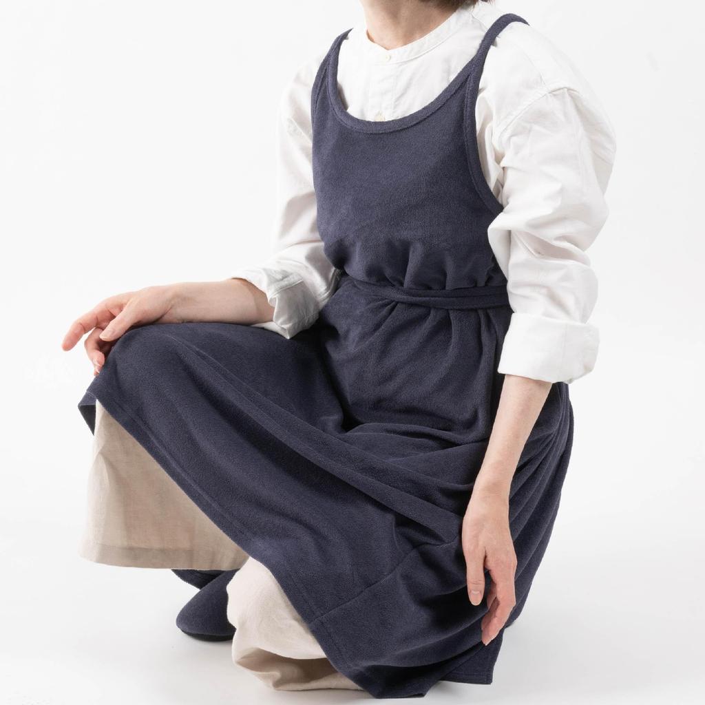 Apron Smooth Pile Khaki Free Size [Senko] B.B.collection