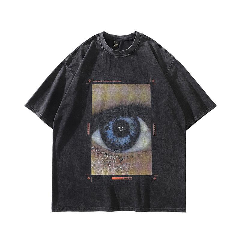 Trendy Brand Men'S High Street Personalized Printing Long-Sleeved T-Shirt Retro Pure Cotton Crew Neck Sweater For Men And Women