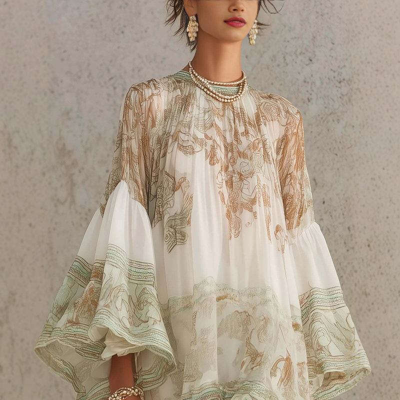 Women's Printed Ruffle Mini Dress Short Sleeve Loose Vacation Summer Casual Dress