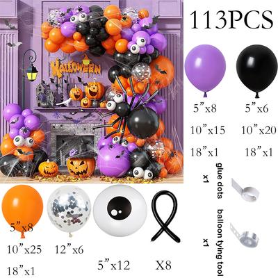 Orange Halloween Ballons Girlande Schwarzes Augapfel Lila Ballonbogen Set Lange Globos Halloween Geburtstagsfeier Hochzeitsdekoration