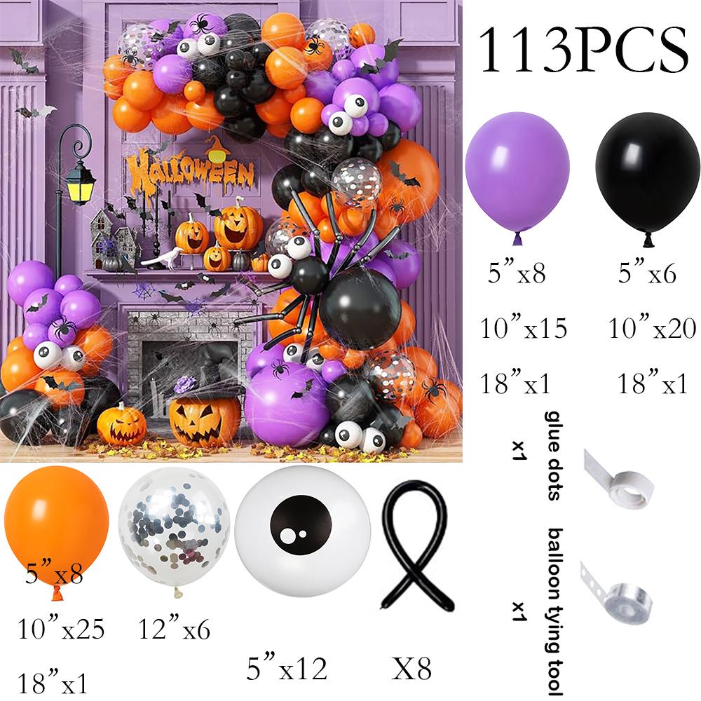 

Orange Halloween Balloons Garland Black Eyeball Purple Balloon Arch Kit Long Globos Halloween Birthday Party Wedding Decoration As Picture